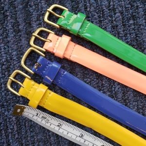 J. Crew patten leather skinny belts